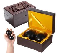 2-Piece Wooden Baoding Balls, 2 In Grip Training Balls, Blackwood Massage Balls With Portable Case For Dexterity Exercise