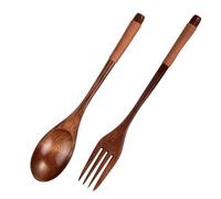 2 Piece Wooden Spoon and Fork Set Natural Materials Long Handle Design for Soup Pastas Salad Sustainable Kitchen Accessories Japanese Long Handle Wooden Spoon Fork Set