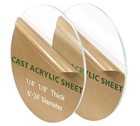 2 Pieces 1/4" Round Plexiglass Sheet, 9 Inch Diameter Clear Acrylic Circle, Round Cake Disk Acrylic Sheet, Plexiglass Table Top, Round Acrylic Backdrop