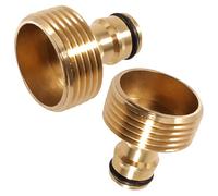 2 Pieces 1 Inch Male Thread Brass Quick Coupling Tap Adapter with 1 Inch Male Thread Hose Adapter and Plug-in Coupling for Garden Hose