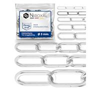 2 pieces 100 cm = 1 metre 3 mm thick barrier chain, sold by the metre, V4A steel chain, long link in one piece, A4 metal chain, DIN5685, stainless steel chain, DIN763, rustproof link chain, stainless