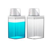2 Pieces 1100ml Airtight Laundry Detergent Dispenser with Measuring Cup, Clear Laundry Liquid and Powder Detergent Dispenser, Washing Powder Storage Container Fabric Softener Storage Bottle Dispenser