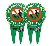 2 Pieces 13.8 x 7.8 Inches No Pooping Dog Signs with Stake Glow in The Dark, Be Respectful Sign for Stopping the Dog from Pooping or Peeing on the Lawn (GREEN)