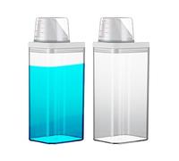 2 Pieces 1500ml Airtight Laundry Detergent Dispenser with Measuring Cup, Clear Laundry Liquid and Powder Detergent Dispenser, Washing Powder Storage Container Fabric Softener Storage Bottle Dispenser