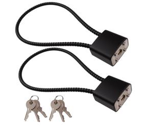 2 Pieces 17cm Black Long Shackle Cable Lock with 4 Keys
