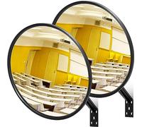 2 Pieces 18 Inch Convex Mirror Acrylic Security Mirror Indoor or Outdoor Traffic Mirror Corner Mirror Adjustable Wide Angle View Garage Mirror with Fixing Bracket for Business Garage Warehouse Office