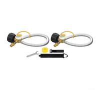 2 Pieces 18 Inch RV Propane Hoses with Gauge Indicator Stainless Steel For Braided Hose for Secure Connections to Male and 14 Inch Male NPT Propane Systems