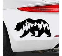 2 Pieces 20x10.5cm Waterproof Vinyl Car Stickers Bear Forest Design Window Bumper Decorative Exterior Scratch Resistant Stickers | #DZ83 (Black)