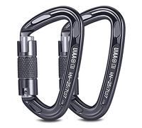 2 Pieces 25 kN Carabiner Climbing, UIAA Certified Carabiner Autolock Twistlock 10 cm, Quick Release and Heavy Duty, It Could Hold Max. 2550 kg, Suitable for Roping, Dog Lead, Large, Space Grey