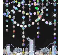2 Pieces 26 ft Circle Dots Garlands Glitter Paper Garland Hanging Streamer Backdrop Decor Circle Dot Streamer for Birthday Party Decorations Wedding Graduation New Years Supplies Rainbow