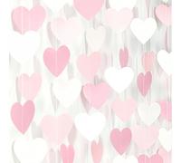 2 Pieces 26 ft Heart Dots Garlands Glitter Paper Garland Hanging Streamer Backdrop Decor Heart Dot Streamer for Birthday Party Decorations Wedding Graduation New Years Supplies Pink