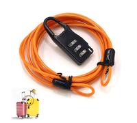 2 Pieces 2m Security Wire Rope Double Loop Stainless Steel Tethers Security Cable Double Loop Braided Steel Cable Wire Lock Teel Lock Chain Portable with Combination Lock for Scooter Suitcase (E)