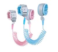 2 Pieces 2M Wrist Reins for Toddlers, Anti Lost Wrist Bands Children,Wrist Straps for Children,360° Rotatable Elastic Wire Rop, Children's Lead for Travel, Outdoor, Walking, Blue and Pink