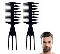 2 Pieces 3 in 1 Plastic Comb, Anti-Static Detangling Comb Double Sided Wide Teeth Professional Multifunctional Hairdressing Accessory for Men