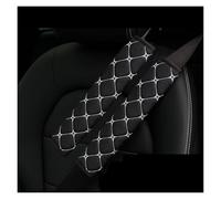 2 Pieces 30cm 11.8inch Breathable Faux Linen Mesh Fabric Leather Multiple Car Shoulder Guards Seat Belt Decorations Front Bumper Grille(Fabric Black white)