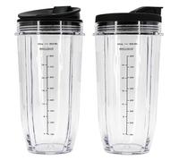 2 Pieces 32OZ Blender Cups with Lids,Compatible with Nutri Ninja Blender Replacement Parts Accessories