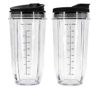 2 Pieces 32OZ Blender Cups With Lids Replacement Parts Accessories Compatible For， Nutri Ninja Blender