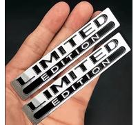 2 Pieces 3D Limited Edition Auto Racing Sport Adhesive Emblem Rear Trunk Badge Body Decal, Car Stickers Silvery Black