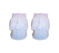 2 Pieces 3D Skull Skeleton Silicone Candle Mold Halloween Handcraft Making Mold