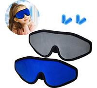 2 Pieces 3D Sleep Mask for Kids Memory Foam Contoured Eye Mask, Travel Sleep Eye Cover with Adjustable Strap, 3D Blindfolds(Blue and Gray)