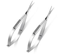 2 Pieces 4.7 Inch Stainless Steel Spring Scissors Embroidery Sewing Snips Scissors Eyebrow Trimming Scissor Curved Tip Thread Scissor for Ear Nose Mustache, 2 Styles (Silver)