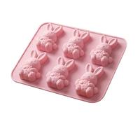 2 Pieces 6 Cavity Easter Bunny Shaped Mould 18x15x4.5cm Silicone Bunny Shape Chocolate Mold Cute Easter Bunnys Mold for Cupcake Clay Crafts Fondant Candy Sugar Muffin Birthday Party