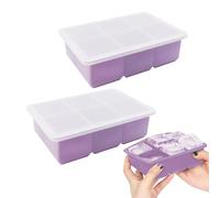 2 Pieces 6-Hole Ice Cube Molds, Household Ice Trays, Ice Cube Molds with Lids, Ice Making Molds, Food Grade Silicone Molds, Easy Release Ice Trays