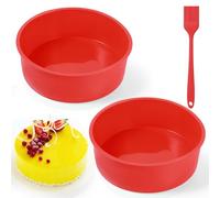 2 Pieces 6 Inch Cake Tin with Brush, Round Cake Tins for Baking, Silicone Moulds for Baking, Non Stick Silicone Cake Mould, Reusable Silicone Baking Moulds for Cheesecake Bread
