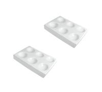 2 Pieces 6 Well Porcelain Spotting Reaction Plate Suite, Ceramic Spot Plates for Laboratory Testing, Multifunction Experiment Boards and White Serving Tray