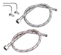 2 Pieces 60 cm G3/8 x M10 Flexible Tap Connector Fitting Long Flexible Hose Pipes Tap Tails for Monobloc Stainless Steel Braided Hose Flexi Pipe for Bathroom Sink, Hot Cold Water Supply