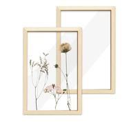 2 Pieces 7.8" x 7.8" Wooden Dried Pressed Flower Frames, Clear Double Acrylic Photo Picture Frames, Floating Pressed Flower Shadow Box Display for Plant Specimen Tabletop & Wall Decor (20 x 30)