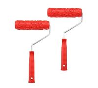 2 Pieces 7" Textured Paint Roller with Flower Patterns, Rubber Texture Roller for Painting, DIY Patterned Drywall Mud Texture Tools for Embossing Wall Art Design Household Decoration (Red)