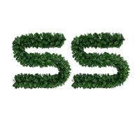 2 Pieces, 9ft/2.7m Christmas Garland Green Bushy Artificial Pine - Long Christmas Greenery for Indoor Outdoor Use, Stairs, Fireplaces, Doors, Mantel Home Garden Wedding Decoration