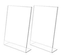 2 Pieces A4 Acrylic Poster, Sign Holder, Acrylic Poster Menu Holder, Display Poster Stand, L Shape Clear Acrylic Counter Sign Display Slanted Display Stand, for Restaurant, Store, Hotel, Exhibition