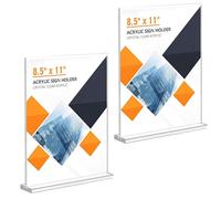 2 Pieces A4 Plexiglass Display Stand, Table Notice Holder, A4 Display Stand, A4 Holder, T Shape Clear Acrylic Stand, Menu, Photo, Poster, for Restaurants Hotel Shop