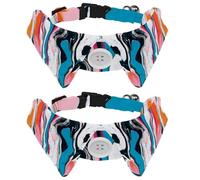 2 Pieces Abstract Marble Texture Pattern Puppy Collar with Bowtie, Adjustable Pet Bow Tie, Dog Bow Tie Collar for Cats Dogs, Comfortable, Soft, Suit Neck 11.2-12.2"