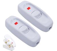 2 Pieces AC 250V 10A Inline Cord Switch With LED Indicator Light Single Pole ON/Off for Table Lamp Electrical Cord (White)