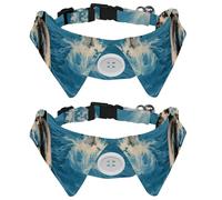 2 Pieces Adjustable Bow Tie Dog Collar, Dolphin Cute Dog Tuxedo Collar, Formal Pet Cats Necktie for Puppy Cat Wedding Grooming, Birthday Gift