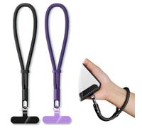 2 Pieces Adjustable Phone Lanyard Wrist Strap Anti Theft, 360° Rotation, Universal Phone Case Wrist Strap for iPhone 16/Pro and Most Smartphones, Cell Lanyard for Travel Women & Men Black & Purple