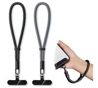2 Pieces Adjustable Phone Lanyard Wrist Strap Anti Theft, 360° Rotation, Universal Phone Case Wrist Strap for iPhone 16/Pro and Most Smartphones, Cell Lanyard for Travel Women & Men Black & Grey
