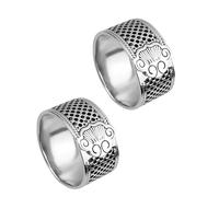 2 Pieces Adjustable Silver Cloud Design Sewing Thimble Rings, Metal Finger Guards, Adjustable Finger Protectors and Fingertip Thimbles, Suitable for Hand Sewing, Quilting and Embroidery