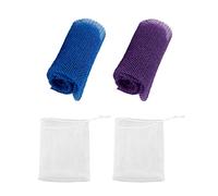 2 Pieces African exfoliating Bath Sponge nets and 2 Pieces foaming nets, Body Scrubber, Back Scrubber, Remove Skin Dirt and Oil, Smoother Skin, Suitable for Daily use (Blue, Purple)