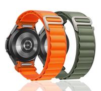 2 Pieces Alpine Loop Strap for Samsung Galaxy Watch 6/5/4/Active 2 40mm 44mm/5 pro 45mm/6 Classic 43 47mm/4 classic 42mm 46mm,20mm Nylon Wristband G-Hook one click Replacement Sport Bands, Orange/Army