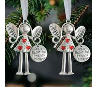 2 Pieces Angel Friendship Ornaments Gift, Best Friend Angle Ornaments New Year Christmas Birthday Gift for Women Female Friend with Velvet Drawstring Bag