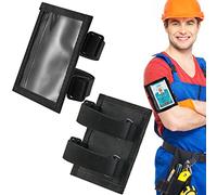 2 Pieces Arm Badge Holder ID Badge Holder Black Armband Badge Holder Adjustable Motorcycle Ez Pass Holder Ski Pass Holder with Magic Sticker Pouch Double Elastic Straps for Man Woman