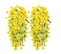 2 Pieces Artificial Hanging Flowers Outdoor UV Resistant 75cm Faux Trailing Trumpet Flowers Spring Summer Decor Fake Drooping Vines, Faux Hanging Plants For Garden Porch Wedding