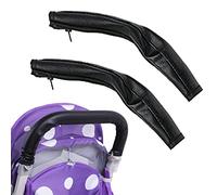 2 Pieces Baby Pram Handle Cover Universal Handle Dustproof PU Leather Pram Armrest PU with Zip PU Leather Pram Armrest Suitable for Most Pushchairs Black