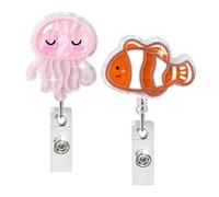 2 Pieces Badge Holder, Cute Sea Creature Id Holder, Retractable Id Holder, Creative Cute Identity Holder, Office and School Supplies