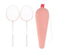 2 Pieces Badminton Rackets Set Glow in The Dark Luminous Racquet Square Head Beginner Lightweight Steel Alloy Ergonomic Handle Shock Absorption Anti S, Pink