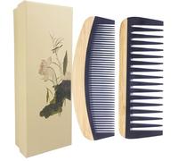 2 Pieces Bamboo Hair Combs Wide Tooth Wood Fine Comb Set,Natural Anti-Static Detangler Tool for Curly Wavy Straight Thin Thick Dry Hair